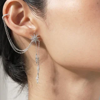 1 Pcs Single Ear Cuff Earing For Girls Butterfly Chain Tassel Stylish Korean Jewellery Earrings For Girls Fashion Personality Korean Jewelry