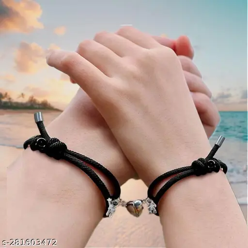 Friendship Magnetic Bracelets for Girls | Magnetic Heart Charm Bracelet | Magnetic Bracelet with Beads | Cute Couple Bracelets | Stylish Friendship Bracelet | Magnetic Charm Bracelet Gift | Heart Bracelet for Girls & Best Friends