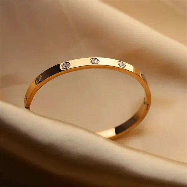 Beautiful Shiny Elegant Stainless Steel Bracelet for Girls | All Time Best Selling High Quality Women Fashion Bangle | 18K Gold Handcuff for Girls | Rust & Water Proof