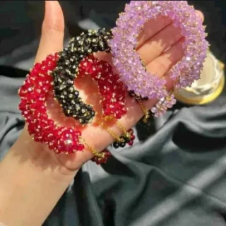 Red Crystal Beads Gajra Bracelet Set – Stylish Gajra Bracelet for Girls, Pearl Gajra Bangles for Girls, Fashion Jewelry