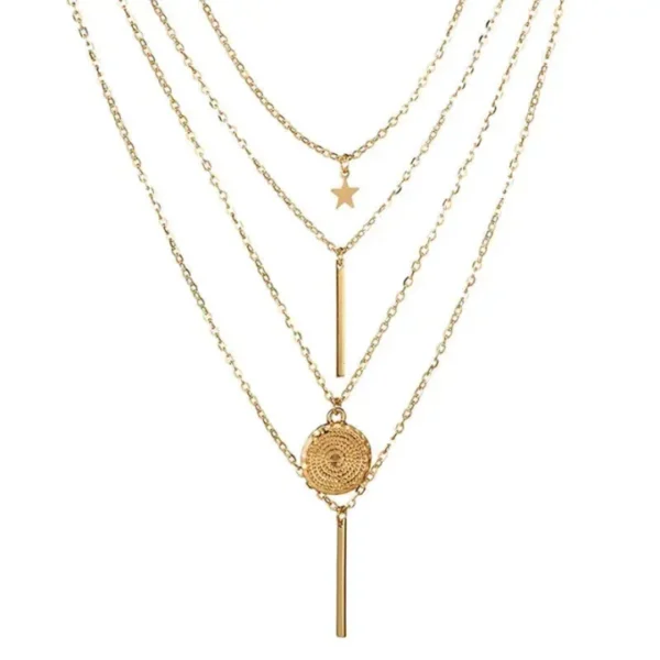 Necklace for Women Golden Alloy Bohemia 4 layer Arrow Necklace for Girls - Necklace for women - Necklace for girls stylish -Necklace for women stylish