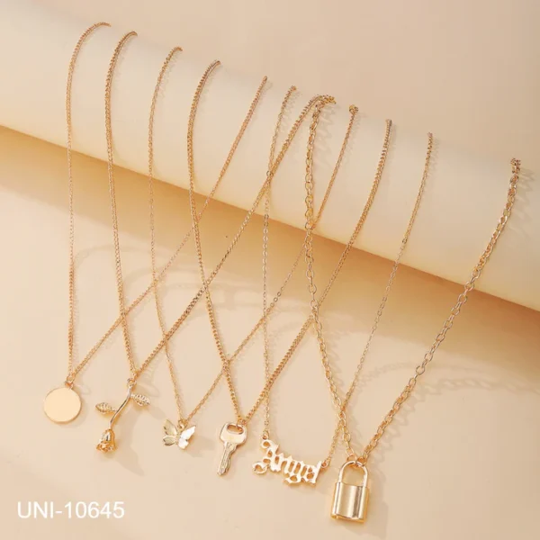 6pcs Gold-Tone Jewelry set For Women | Jewelry Set, Brilliant Lucky Flower Jewelry Set, Clover Necklace, Ring, Earrings for Girls Best for Gift by Gleam & Grace